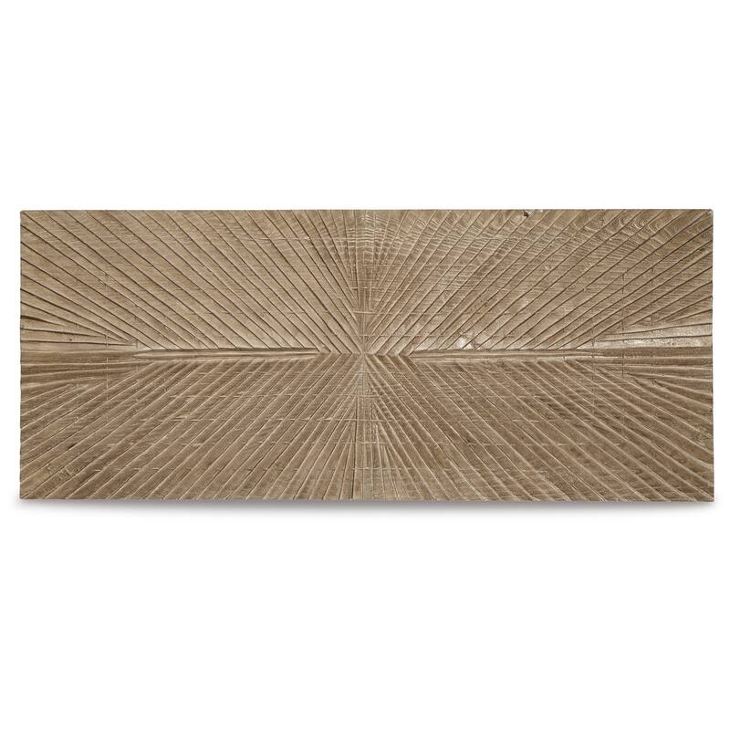 Ernest 20 x 48 Wall Decor, Carved Sunburst Design, Wood Panel, Brown Finish