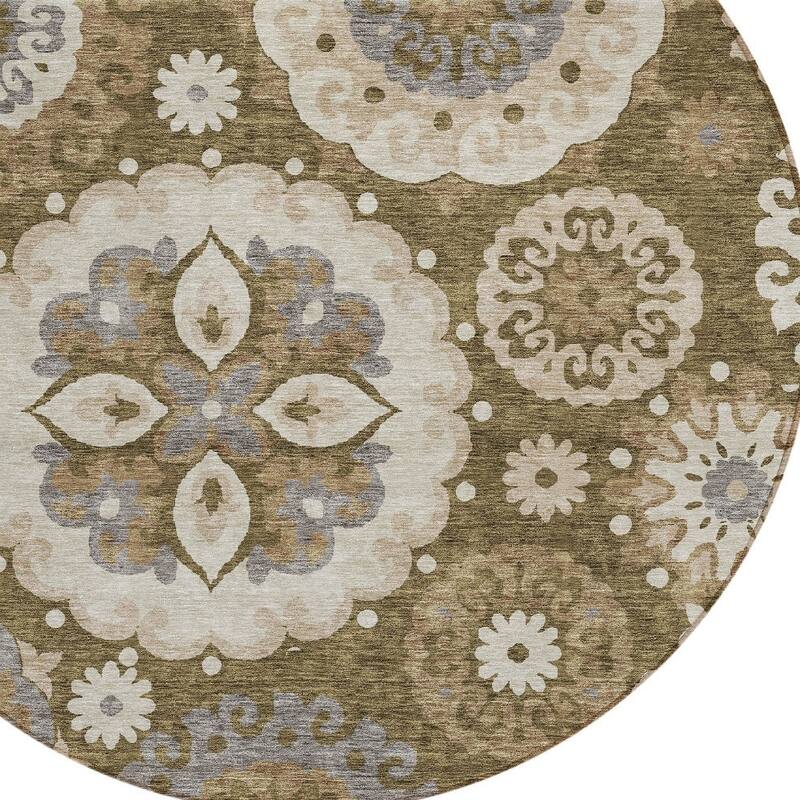 HomeRoots Floral Medallion Transitional Rectangle Outdoor Rug