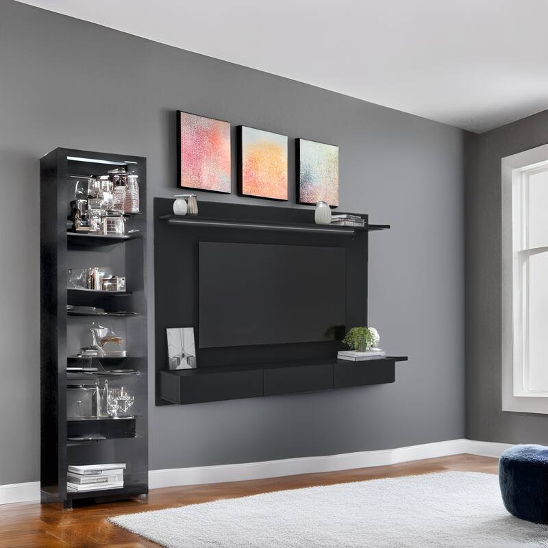 70 in. Modern Floating Entertainment Center Wall Mounted Entertainment Center Wall Unit TV Wall Panel TV Mount Wall Theater
