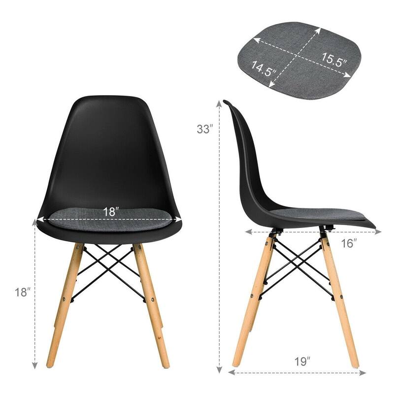 2Pcs Dining Chair Mid Century Modern DSW Chair Furniture - 18" x 19" x 33" (W x D x H)