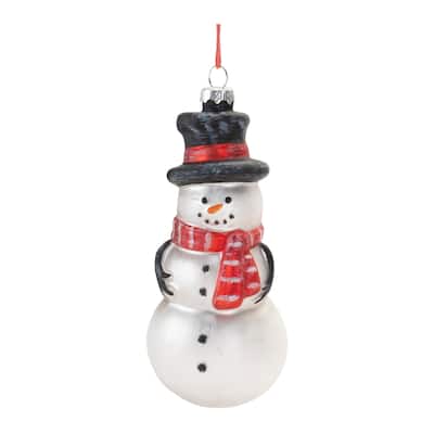 Frosted Glass Snowman Ornament (Set of 6) - N/A