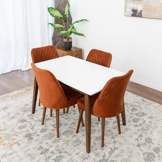 Denise 5 Piece Oval Dining Set w 4 Fabric Dining Chairs in Orange Bed Bath Beyond 36885476