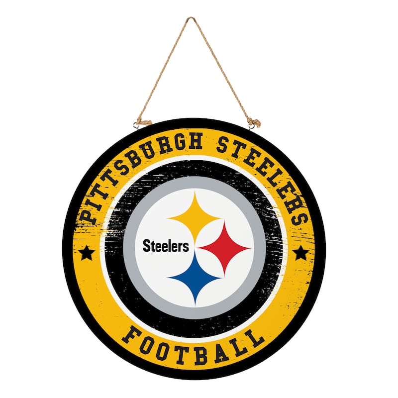 Pittsburgh Steelers Wooden Door Decor Wall Sign - Multi-Color - 18 x 18