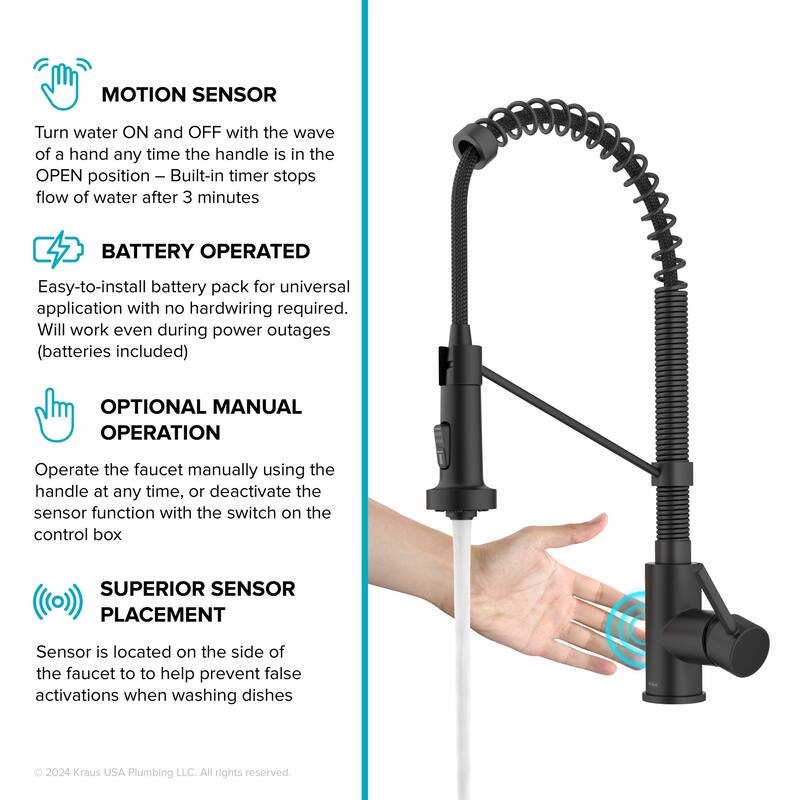 Kraus Bolden 2-Function 1-Handle Commercial Pulldown Kitchen Faucet