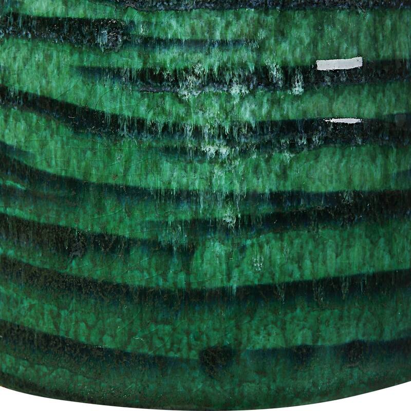 Cylindrical Striped Ceramic Table Lamp - 34" - Emerald Green