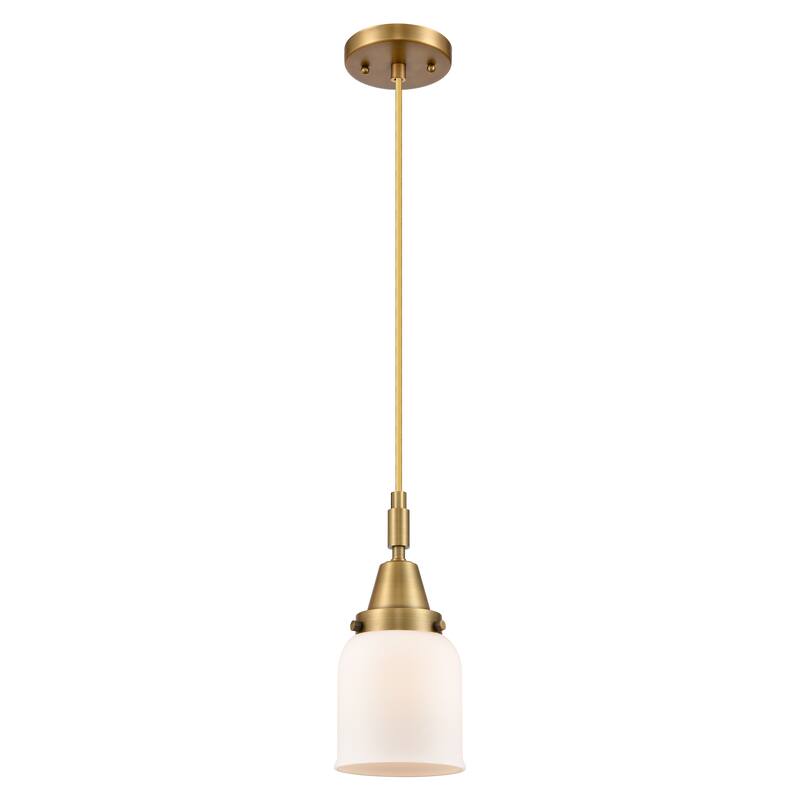 Innovations Lighting Downtown Urban - Caden Bell - 1 Light 5" Cord Hung Mini Pendant - Brushed Brass/Matte White Shade