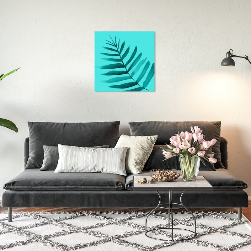 Wynwood Studio Canvas Floral and Botanical Palmas Turquoise Blue and Celeste Tropical Wall Art Canvas Print - 20 x 20