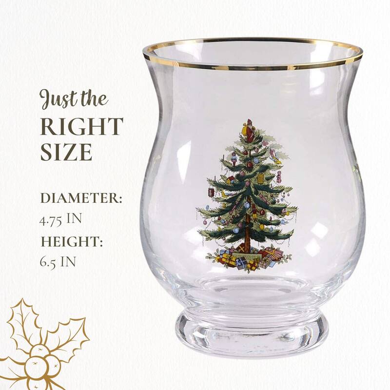 Spode Christmas Tree Hurricane Lamp - 6.5 in