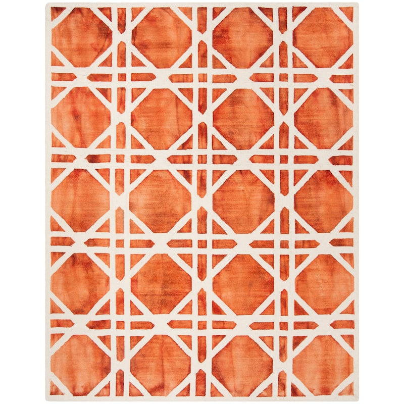 SAFAVIEH Handmade Dip Dye Oceana Geometric Wool Rug - 9' x 12' - Ivory/Orange