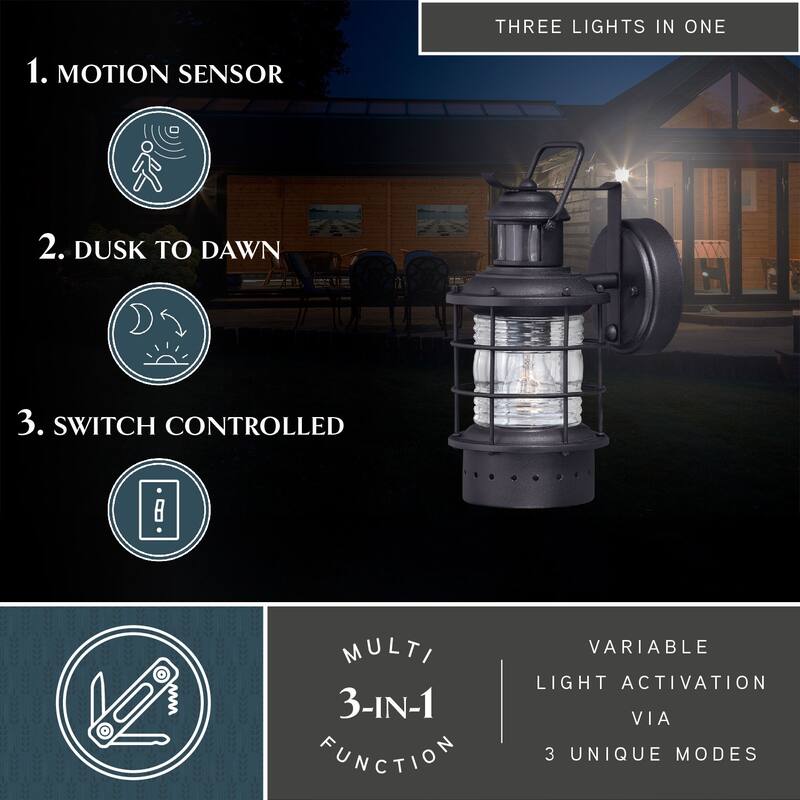 Vaxcel Hyannis Dualux 5.5" Outdoor Wall Light Textured Black - 5.5-in W x 12-in H x 7.5-in D