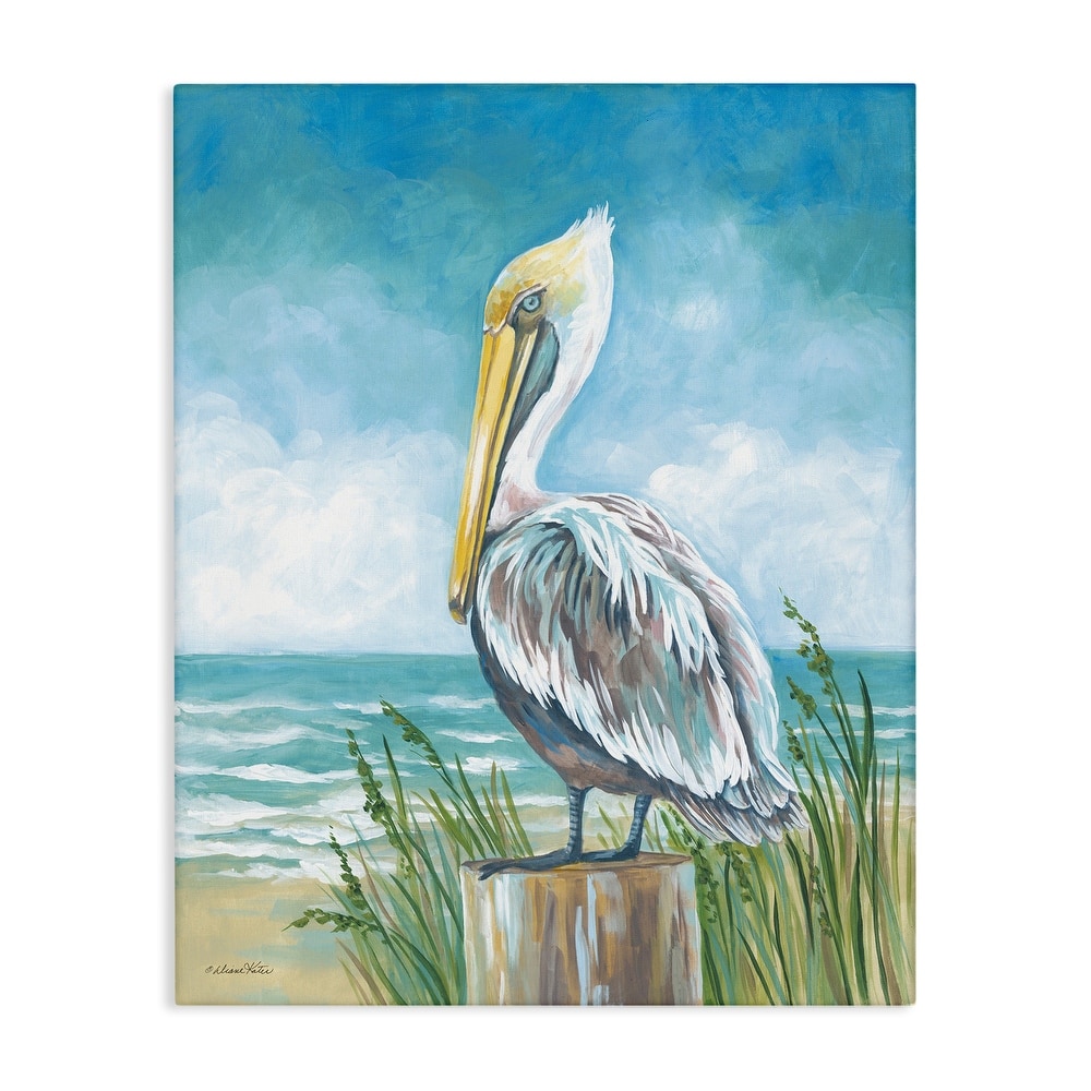 Stupell Pelican Perched near Shore Canvas Wall Art Design By Diane Kater