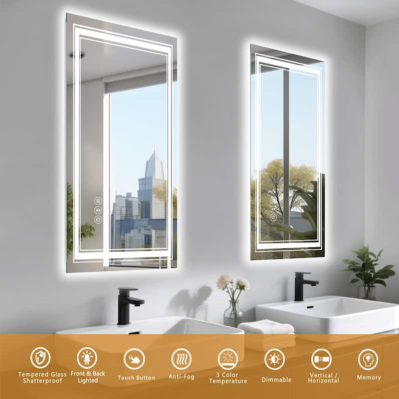 24x32 Inch Frameless LED Bathroom Mirror,Smart Mirror