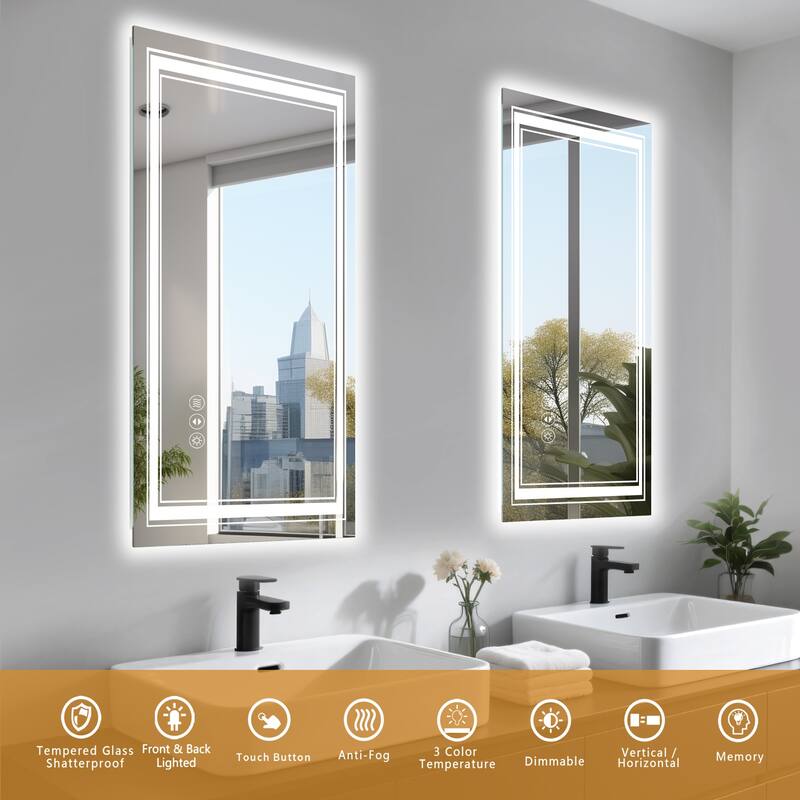 55x30 Inch Frameless LED Bathroom Mirror,Smart Mirror