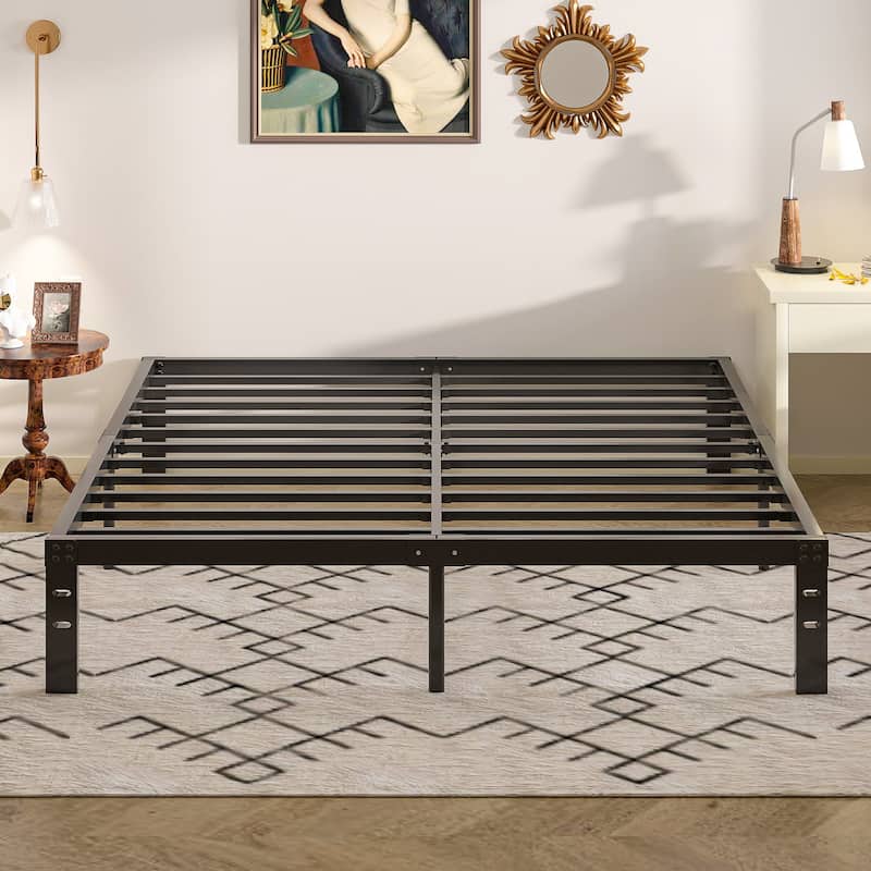 Javlergo 14/16/18 Inch Metal Platform Bed Frame, Heavy Duty Slat Support /No Box Spring Needed