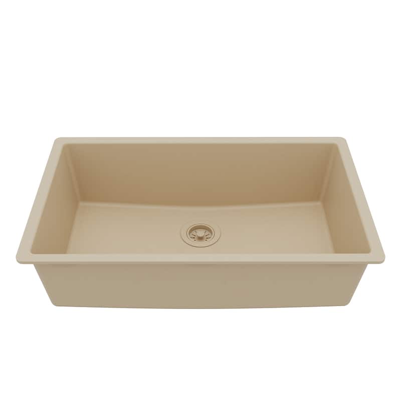 Karran Undermount 32.5 in. Large Single Bowl Quartz Kitchen Sink - Bisque