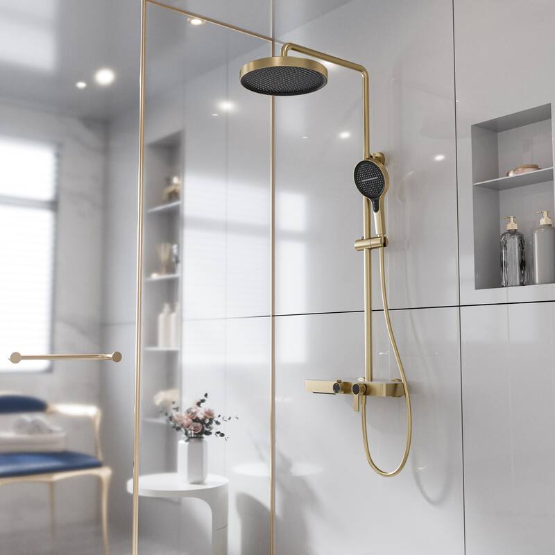 Modland 3-Function Wall Mount Shower System with Tub Spout 10.8" Rainfall Shower & Handheld Shower