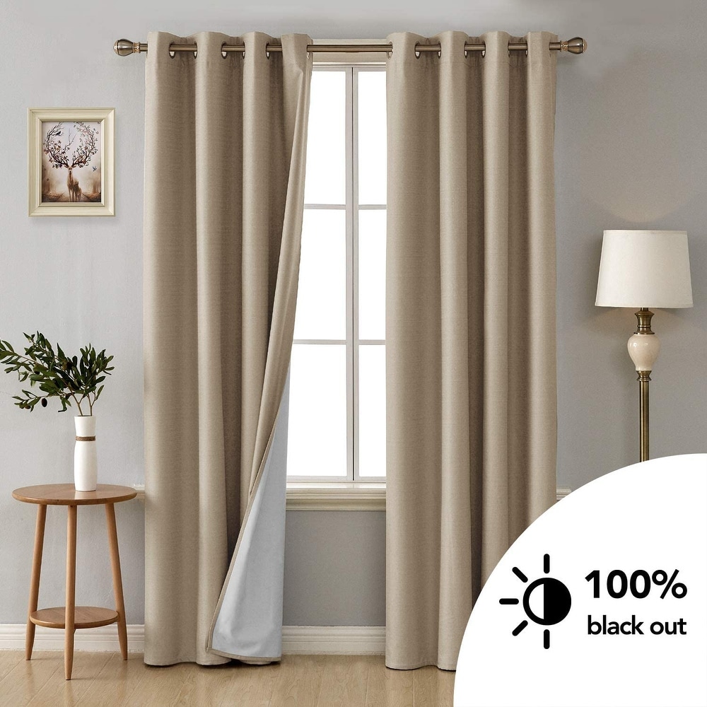 100% Blackout Curtains Set of 2 Panels Lined Insulated Grommet Bedroom Window 