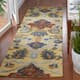 SAFAVIEH, Handmade Marietje Blossom French Country Wool Area Rug - 2'3" x 18' Runner - Gold/Multi