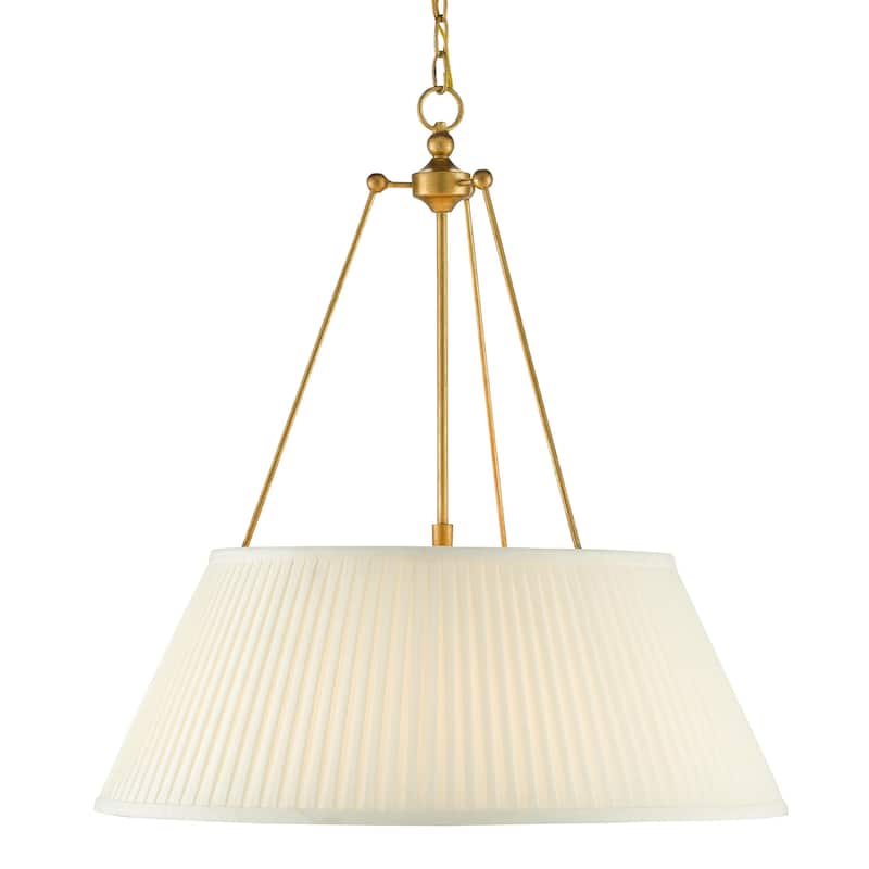 Currey & Company Lytham Gold Pendant - 26"h x 24.25"dia - 26"h x 24.25"dia - Antique Gold Leaf/White