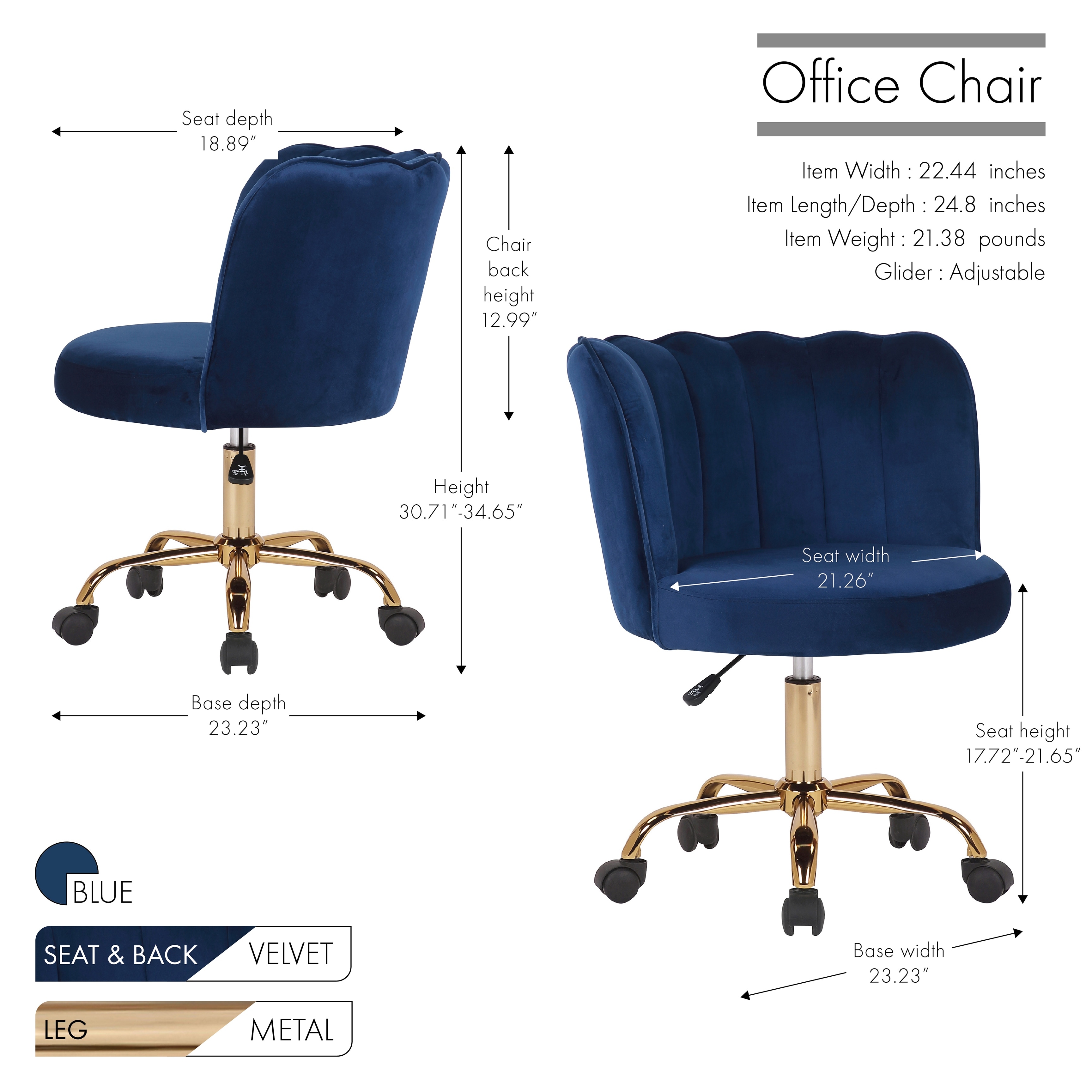 Circular Back and Gold Legs Porthos Home Cabot Velvet Desk Chairs Circular Back and Gold Legs Porthos Home Cabot Velvet Desk Chairs