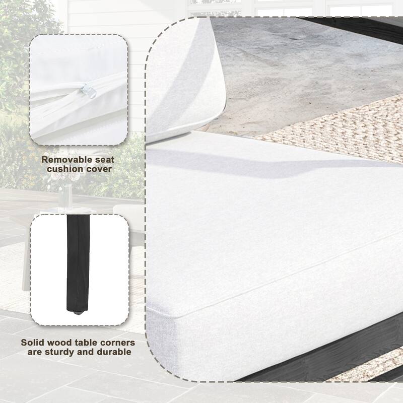 Outdoor Teak Wood Club Chairs with Cushions (Set of 2)