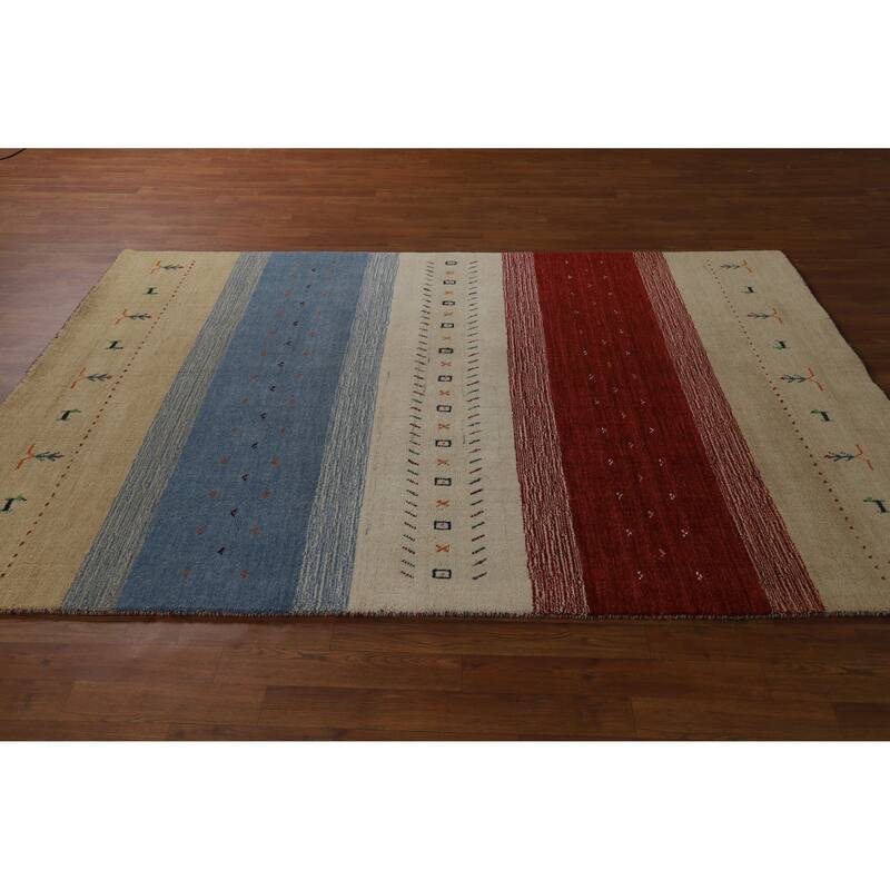 Hand Knotted Oriental 100% Wool Carpet Tribal Animal Pictorial Multi-Colored Gabbeh Area Rug - 7' 8'' X 5' 6''