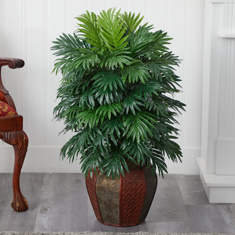 Silk 38-inch Potted Areca Palm Plant - Green
