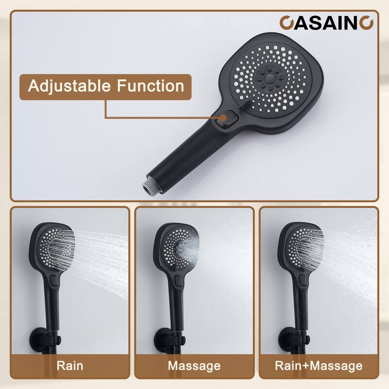 Luxury Thermostatic Shower System 3-Spray Patterns Ceiling Mount Fixed Rain Waterfall Shower Head and Handheld Spray Combo