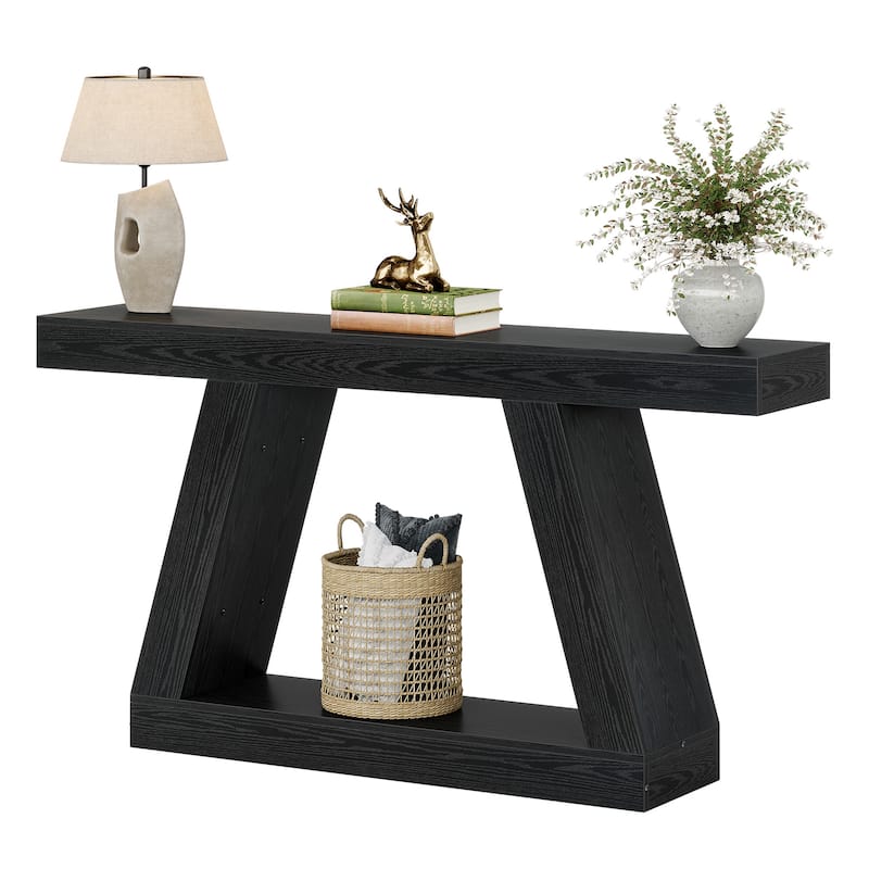 55 Inches Farmhouse Wood Console Sofa Table with Storage - 11.81" D x 55.12" W x 31.5" H