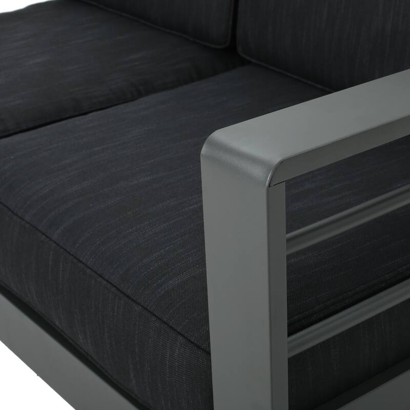 Roomfitters Modern Outdoor Patio Sofa Set, Aluminum Frame with Cushions & Coffee Table, Weather-Resistant Seating