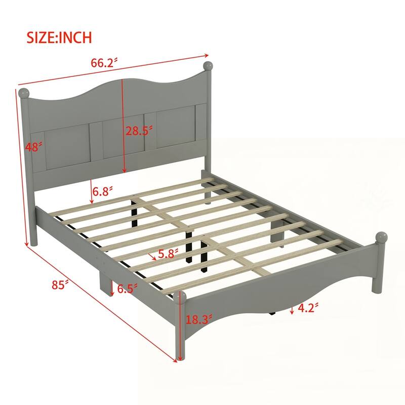 Wood Platform Bed Frame with Wooden Slat Support