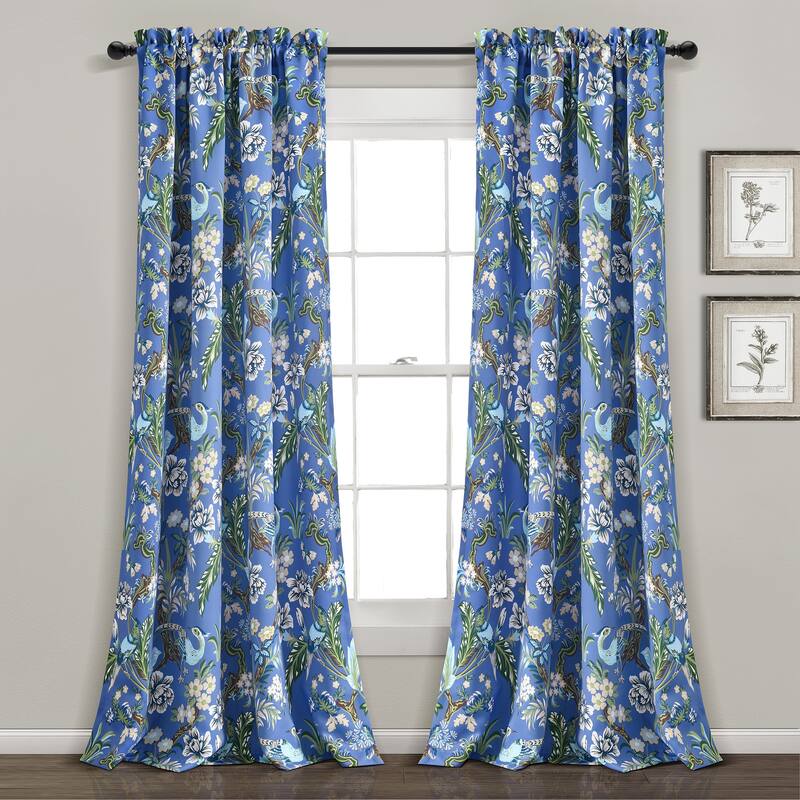 Lush Decor Dolores Room-darkening Floral Curtain Panel Pair - 52" W x 84" L - Blue/Green