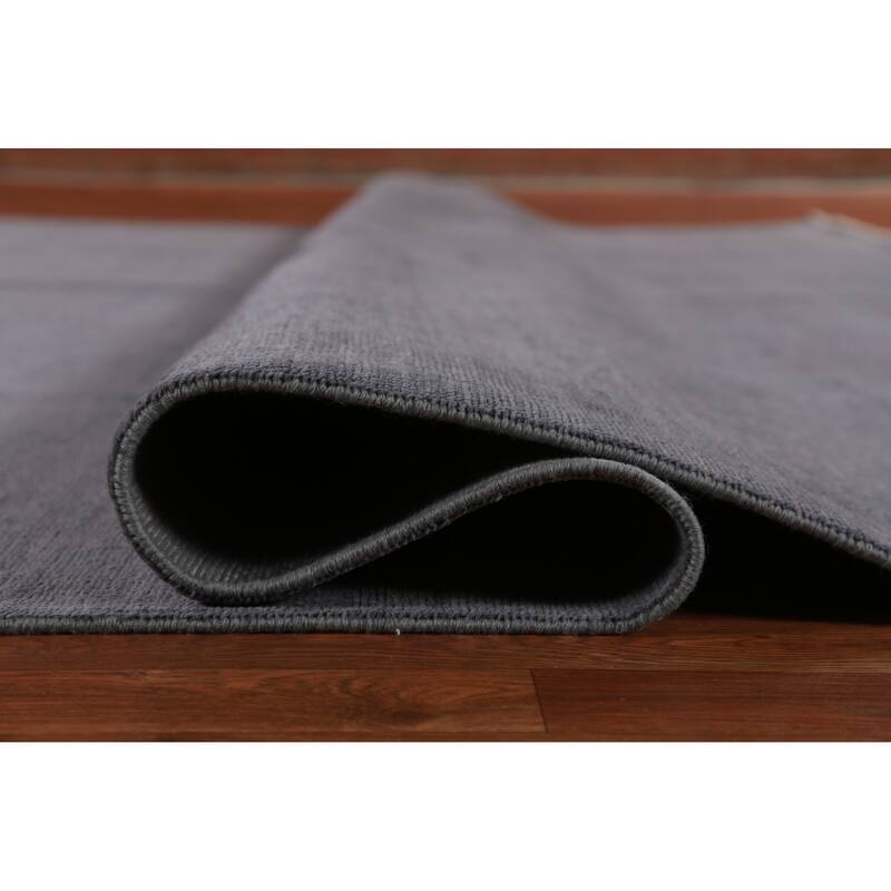 Hand Knotted Oriental 100% Wool Carpet Modern Solid Greys & Charcoal Gabbeh Area Rug - 13' 10'' X 9' 11''