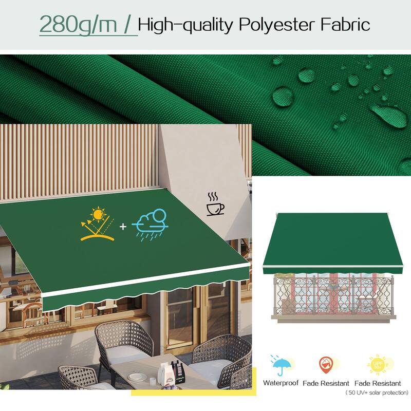 AECOJOY Manual Retractable Patio Awning Outdoor Sunshade Shelter (Cover Only)