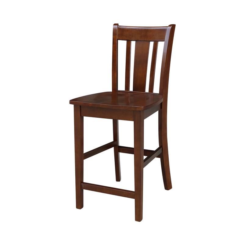 42" Round Pedestal Couonter Height Table and Two Stools - Espresso