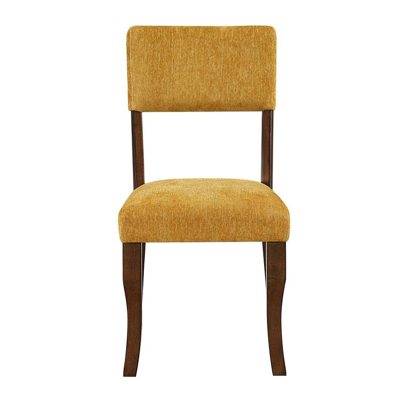 Contemporary Dining Side Chairs Set of 2, Chenille Fabric Upholstered Comfort Seat Back Wooden Furniture