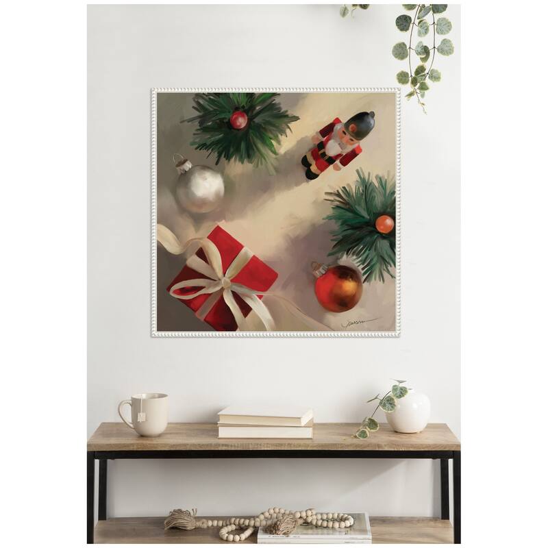Kate and Laurel Tis The Holiday Season by Mary Sparrow Framed Canvas Wall Art Print