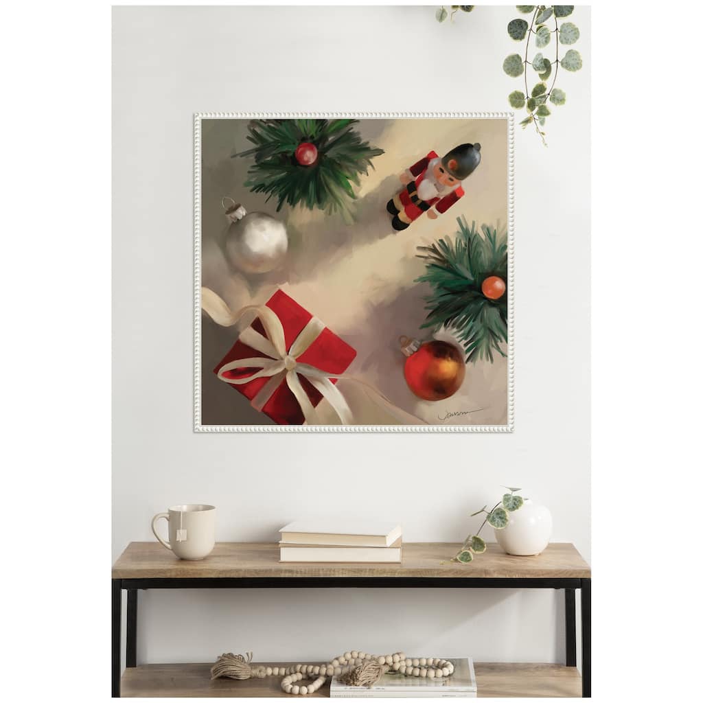 Kate and Laurel Tis The Holiday Season by Mary Sparrow Framed Canvas Wall Art Print