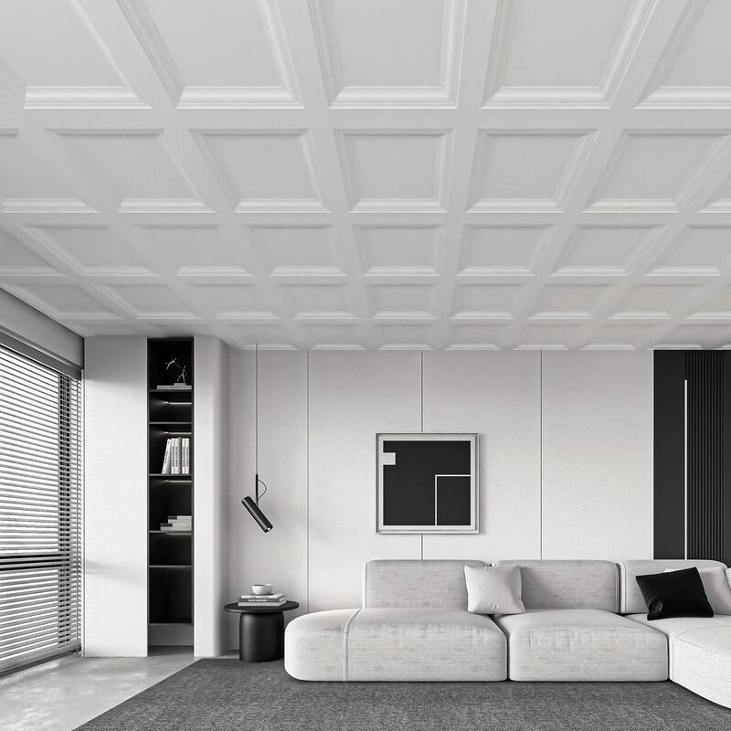 Art3d PVC Drop Ceiling Tile 3D Wall Paneling,12 Pack Cover 48Sq.Ft.