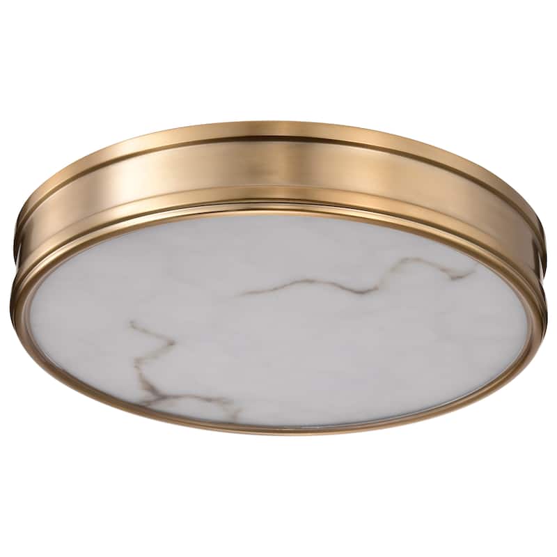 Kendall - 14 Inch LED Flush Mount - Burnished Brass with Alabaster Glass - Burnished Brass