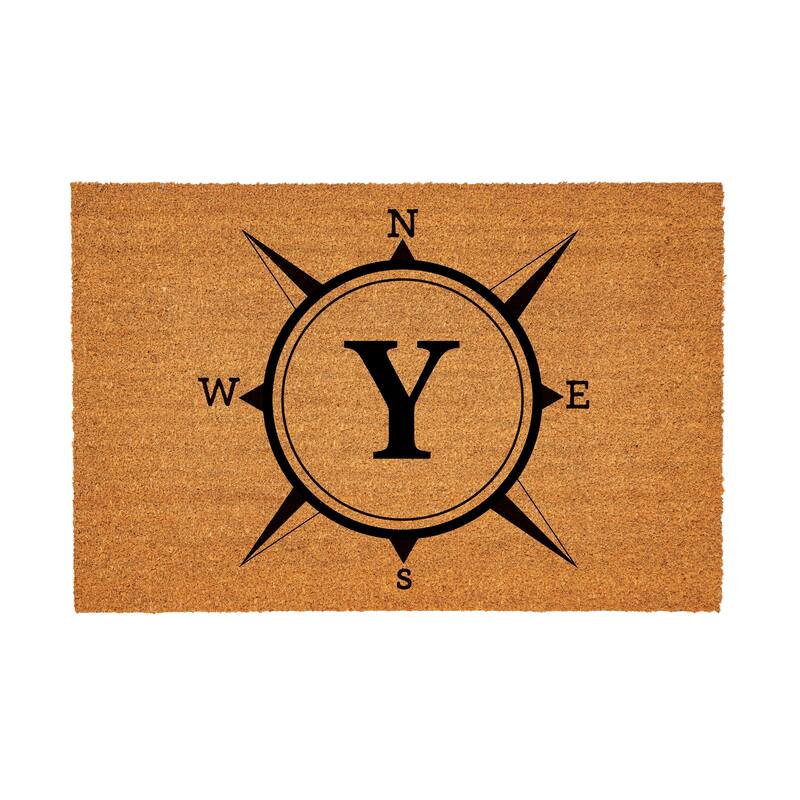 Coastal Coir Mat Compass Monogram 36"x24" - Letter Y