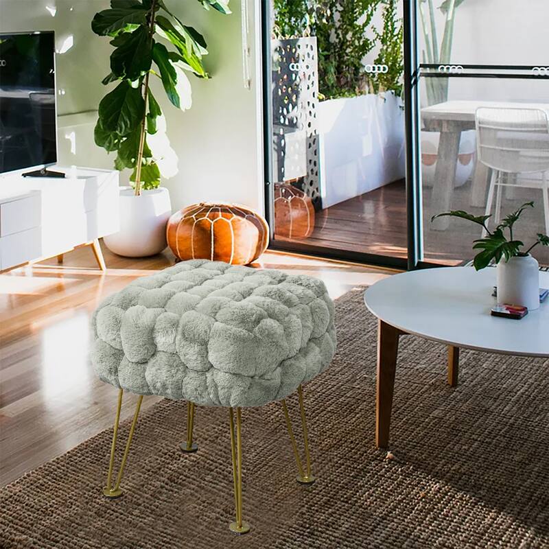 FoxFauxFur Pouf Stool - Moonstruck