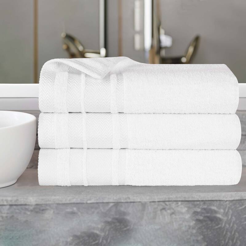 Superior Hays Cotton Soft Medium Weight Bath Towel Set of 3 - White