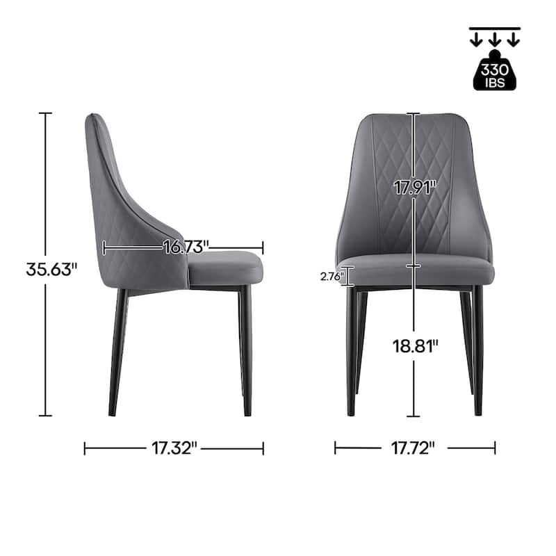 Faux Leather Upholstered Dining Chairs Set of 2 - 35.63"H x 17.72"W x 17.32"D