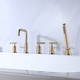 preview thumbnail 1 of 9, Luxury 2-Way 3-Handle Deck Mounted Bathroom Tub Faucet With Handheld Showerhead in Golden Brushed Gold