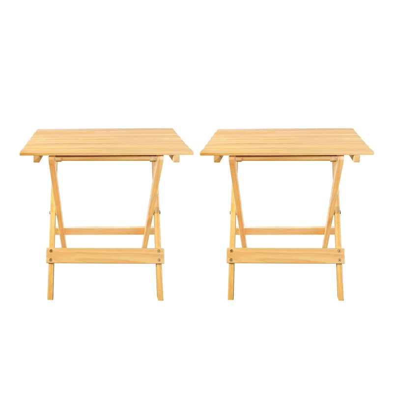 Solid Wood Portable Folding Side Table Set of 2 - 18"W x 13.75"D x 18"H - Natural