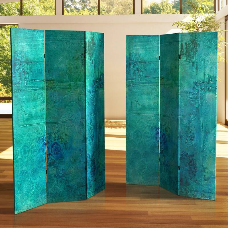Handmade 6' Double Sided Water Bird Canvas Room Divider