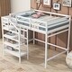 preview thumbnail 1 of 14, Pine Wood Loft Bed Full Size Loft Bed Frame with Built-in Storage Staircase and Hanger for Kids, Teens Bedroom Full - White