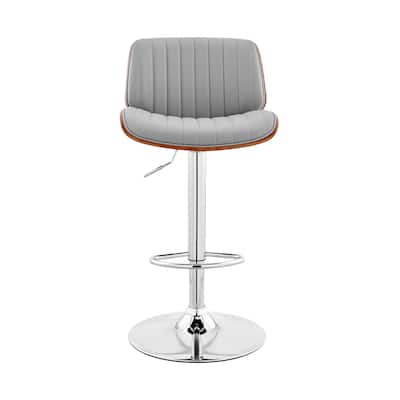 24" Upholstered Adjustable Height Swivel Bar Chair with Footrest and Iron Frame Perfect for Kitchen Island - 43”H x 19”W x 20”D