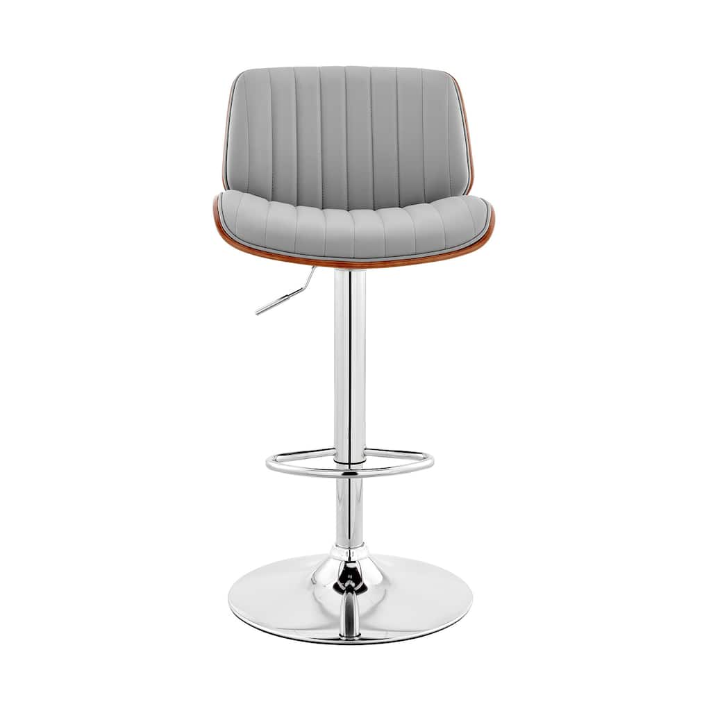 24" Upholstered Adjustable Height Swivel Bar Chair with Footrest and Iron Frame Perfect for Kitchen Island - 43”H x 19”W x 20”D